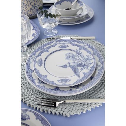 26 részes étkészlet fehér/kék/porcelán