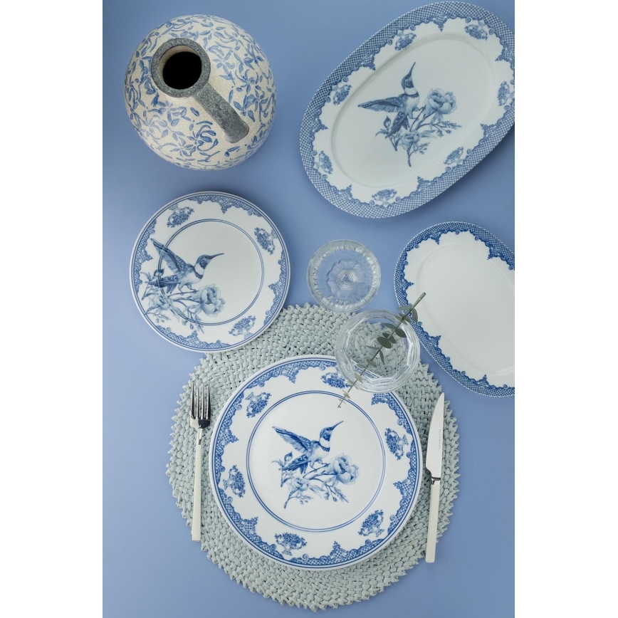 26 részes étkészlet fehér/kék/porcelán
