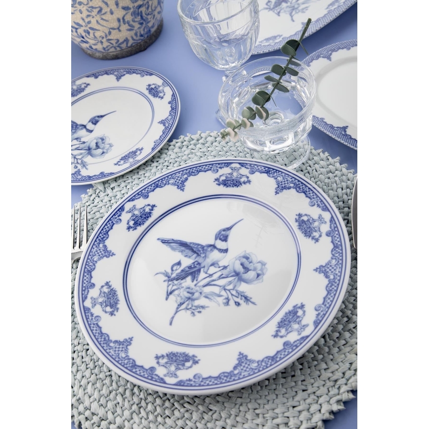 26 részes étkészlet fehér/kék/porcelán
