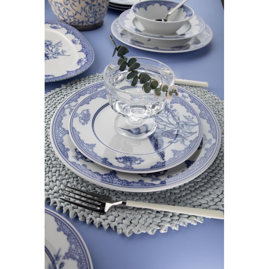26 részes étkészlet fehér/kék/porcelán
