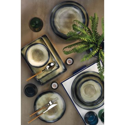 26 részes étkészlet kék/barna/porcelán