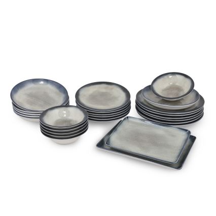 26 részes étkészlet kék/barna/porcelán