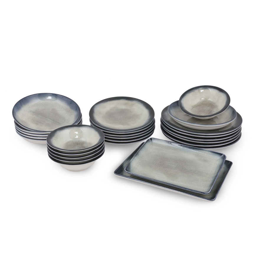 26 részes étkészlet kék/barna/porcelán