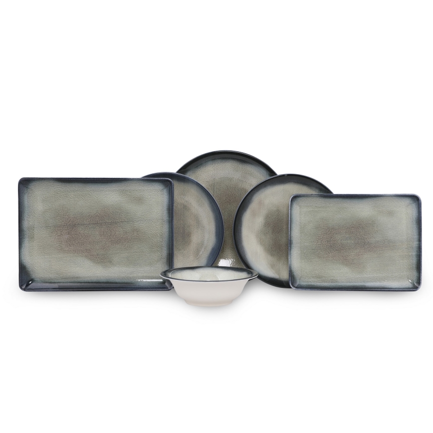 26 részes étkészlet kék/barna/porcelán