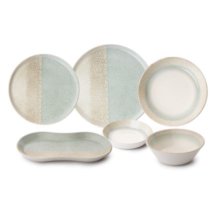 27 darabos étkészlet bézs/zöld/porcelán