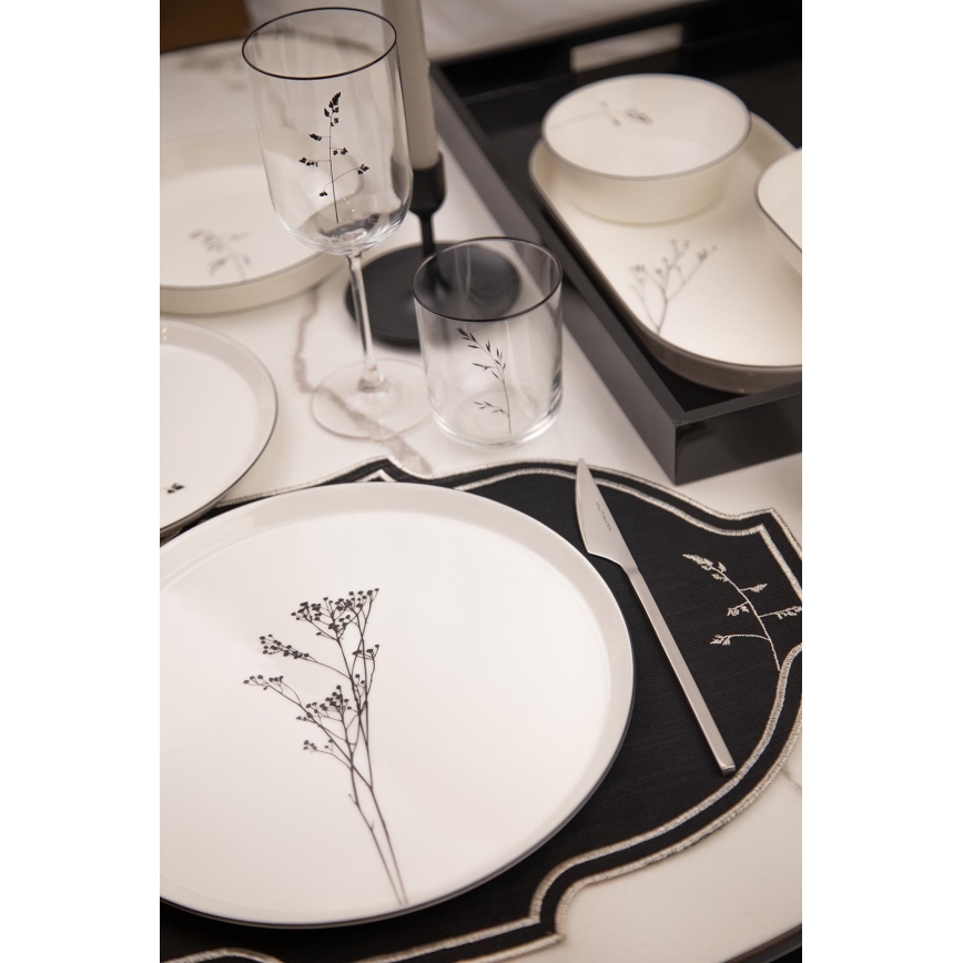 27 darabos étkészlet, fehér/fekete/porcelán