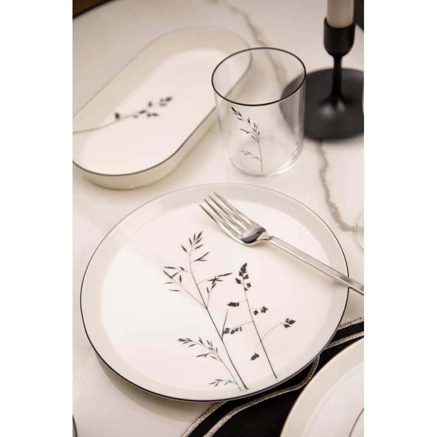 27 darabos étkészlet, fehér/fekete/porcelán