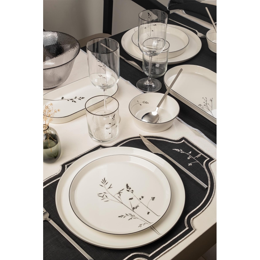 27 darabos étkészlet, fehér/fekete/porcelán