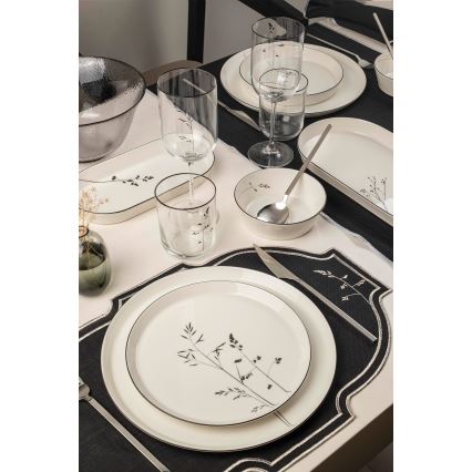 27 darabos étkészlet, fehér/fekete/porcelán