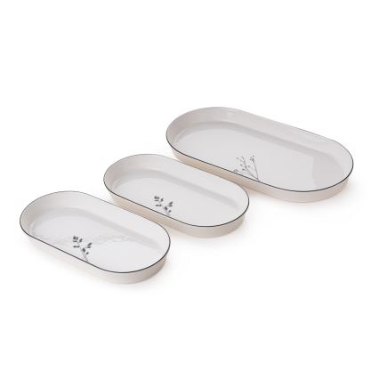 27 darabos étkészlet, fehér/fekete/porcelán