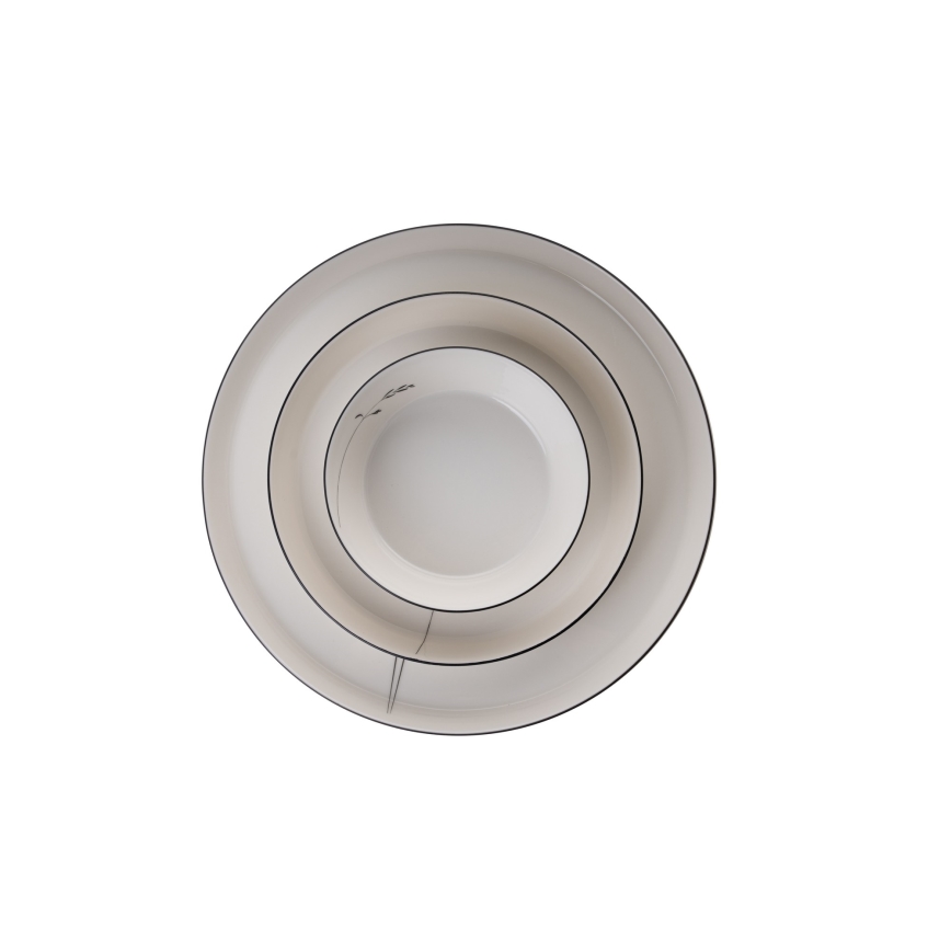 27 darabos étkészlet, fehér/fekete/porcelán