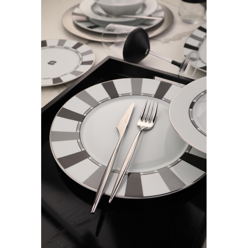 27 darabos étkészlet, fehér/szürke, porcelán