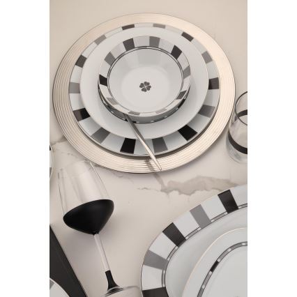27 darabos étkészlet, fehér/szürke, porcelán