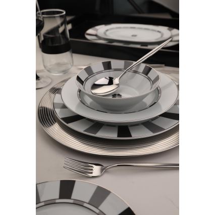 27 darabos étkészlet, fehér/szürke, porcelán