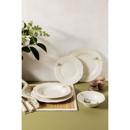 27 darabos krémszínű porcelán étkészlet