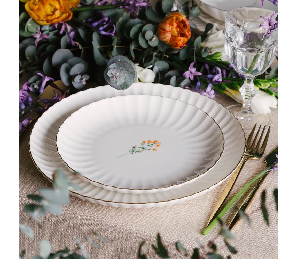 27 darabos porcelán étkészlet, fehér/arany 710KTP9748