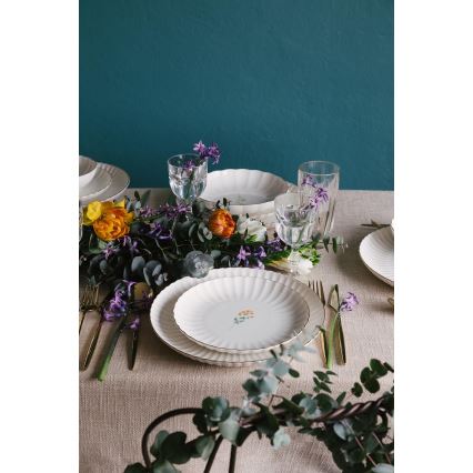 27 darabos porcelán étkészlet, fehér/arany