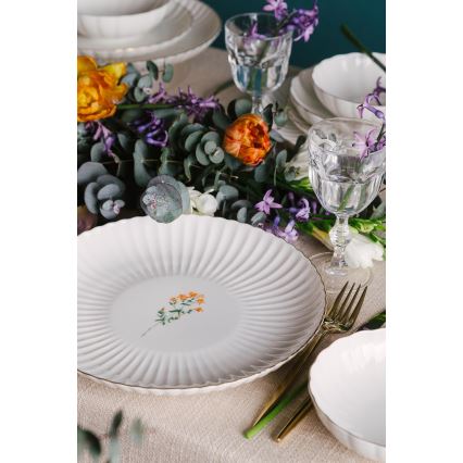 27 darabos porcelán étkészlet, fehér/arany