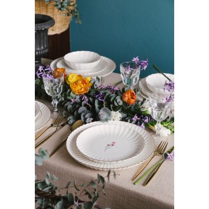 27 darabos porcelán étkészlet, fehér/arany