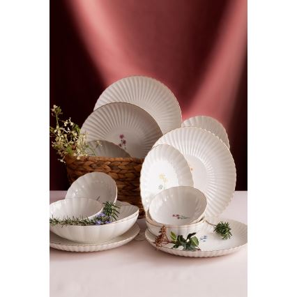 27 darabos porcelán étkészlet, fehér/arany