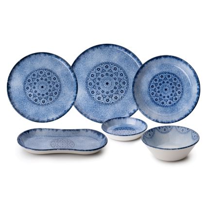 27 részes kék/porcelán étkészlet