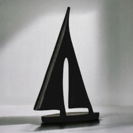 28 cm-es asztali dekoráció, gyanta, fekete