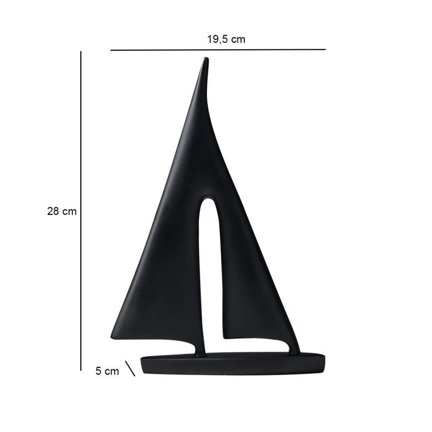 28 cm-es asztali dekoráció, gyanta, fekete
