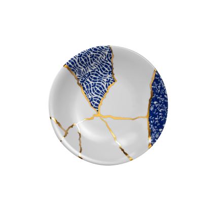 28 darabos porcelán étkészlet – fehér/arany/kék
