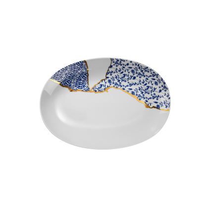 28 darabos porcelán étkészlet – fehér/arany/kék
