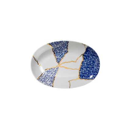 28 darabos porcelán étkészlet – fehér/arany/kék