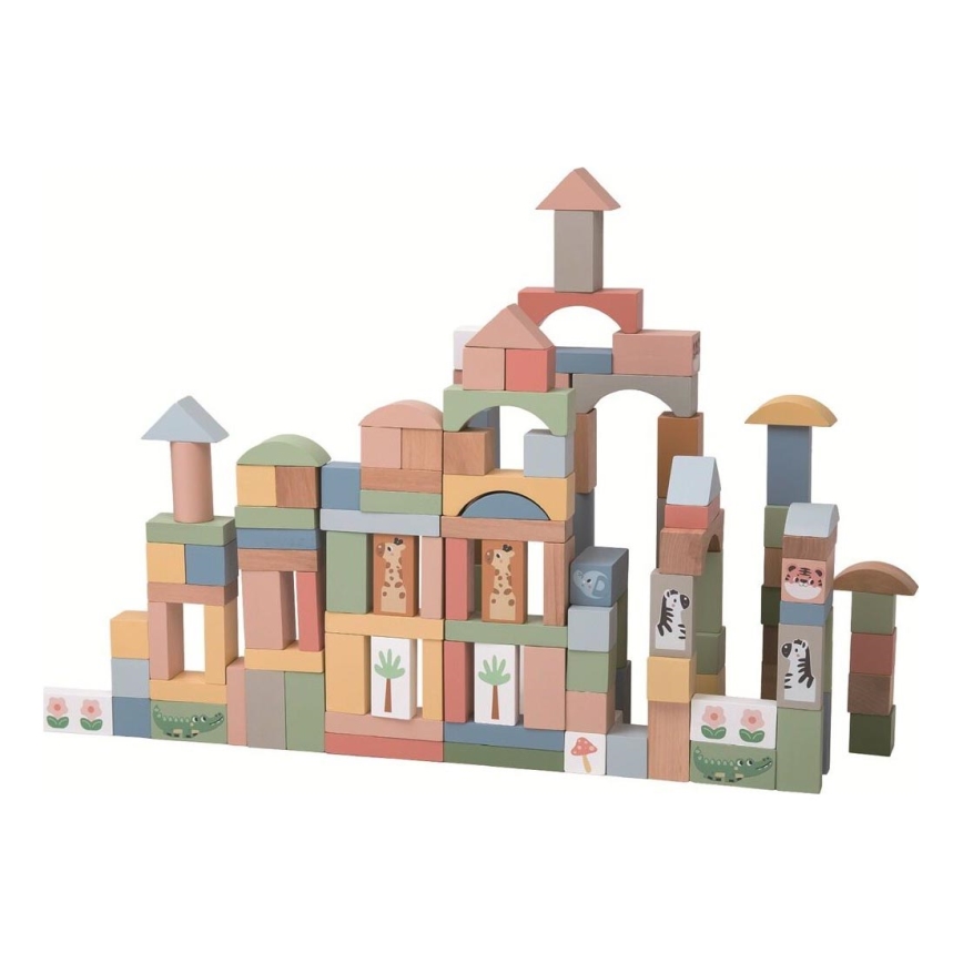 2Kids Toys - Fa kockák Safari állatfigurákkal, 120 db