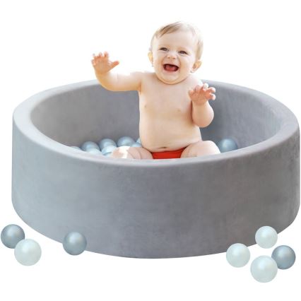 2Kids Toys - Gyerek száraz labdamedence labdákkal, 90 cm átmérő, szürke