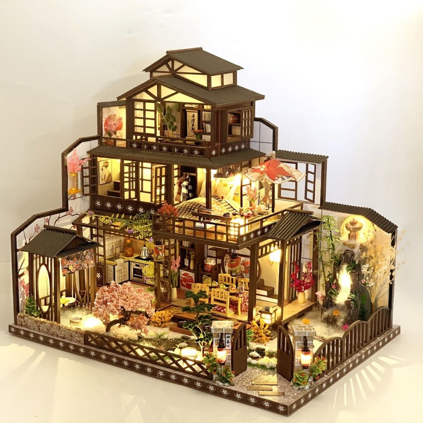 2Kids Toys - Miniatűr házikó Elegáns cseresznyefa villa 2xAAA