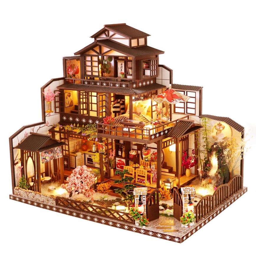2Kids Toys - Miniatűr házikó Elegáns cseresznyefa villa 2xAAA