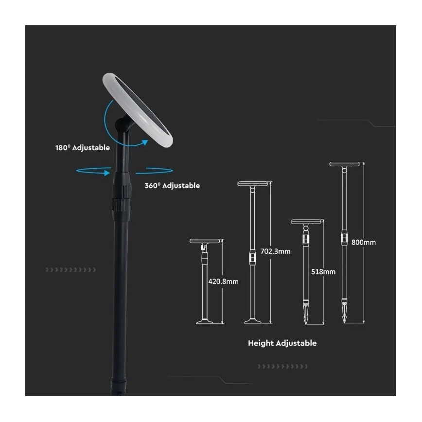 SZETT 2 db állítható LED napelemes lámpa GARDEN LED/3W/5V 42-80 cm 3000K IP65 1000 mAh
