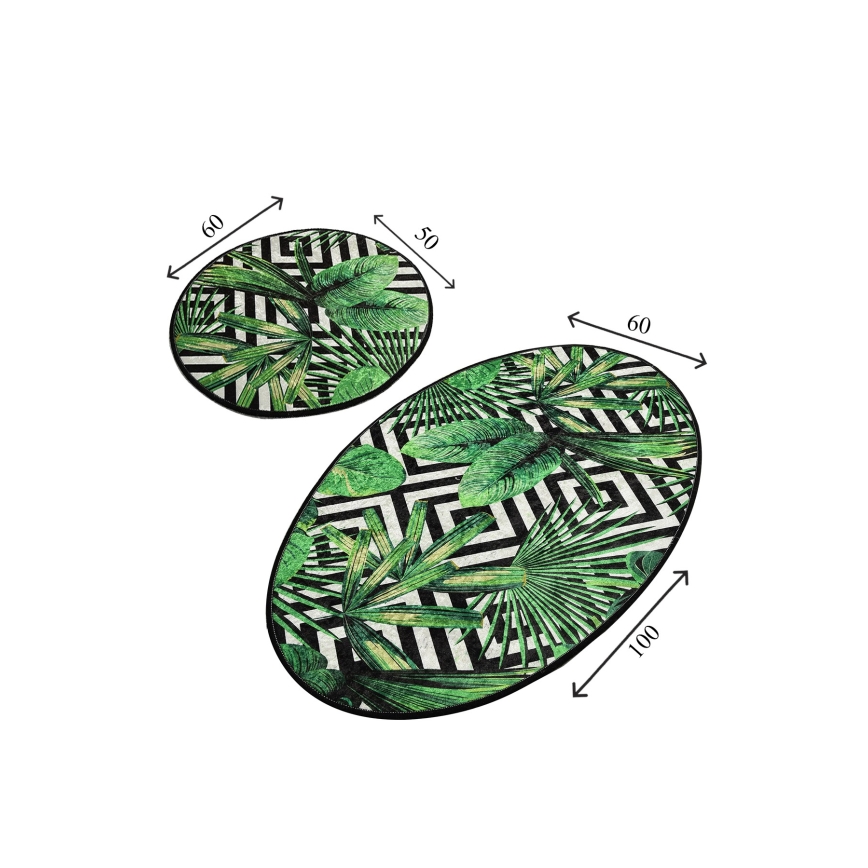 SZETT 2x Fürdőszobai szőnyeg TROPIC 60/100 cm zöld