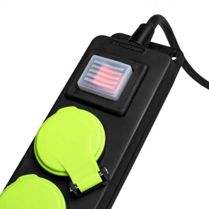 3 aljzatos hosszabbító kábel kapcsolóval, 5 m, IP44