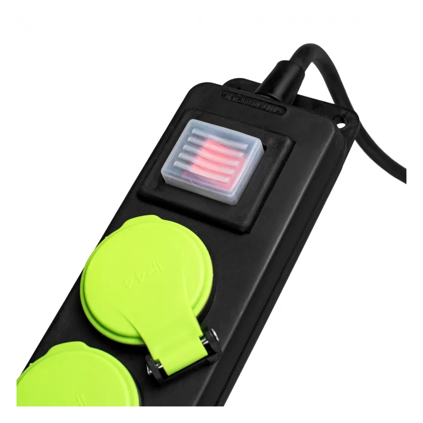 3 aljzatos hosszabbító kábel kapcsolóval, 5 m, IP44