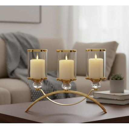 3 darabos BRILLO LED gyertyaszett LED/3xAAA, krémszínű + távirányító