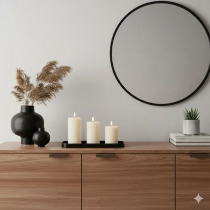 3 darabos BRILLO LED gyertyaszett LED/3xAAA, krémszínű + távirányító