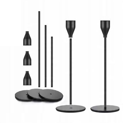 3 darabos fekete gyertyatartó szett