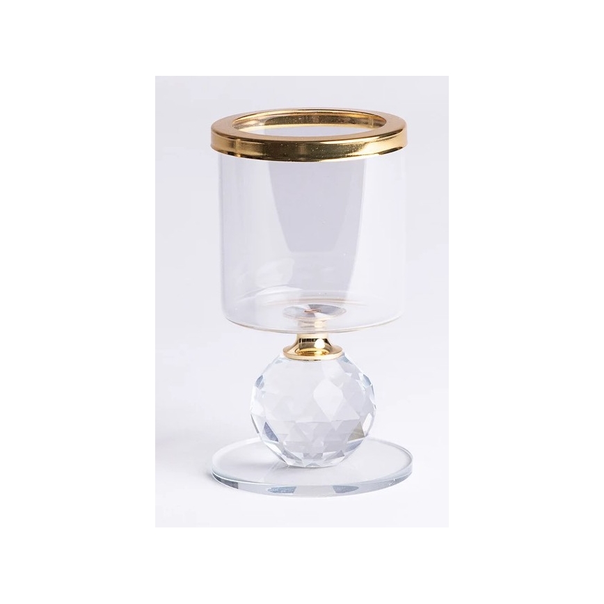 3 darabos gyertyatartó szett, arany/átlátszó