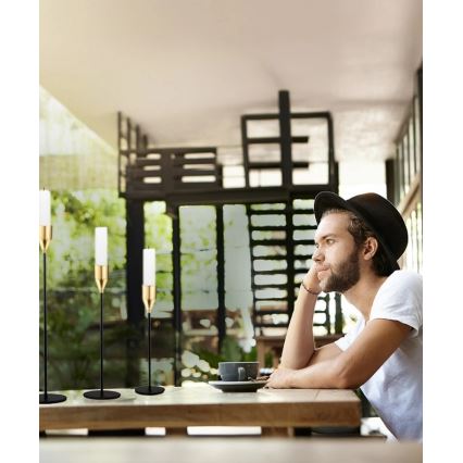 3 darabos gyertyatartó szett, fekete/arany