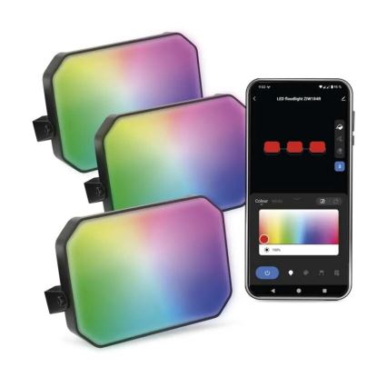 SZETT 3x LED RGBIC Fényerőszabályozható kültéri reflektor GoSmart LED/14W/230V 3000-6500K IP65 Wi-Fi Tuya