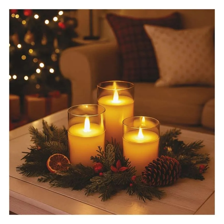 3 darabos LED gyertya szett LED/6xAA