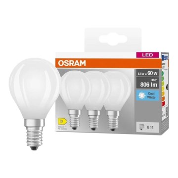 3 darabos LED-izzó szett BASE CLASSIC FILAMENT E14/5,9W/230V 4000K - Osram