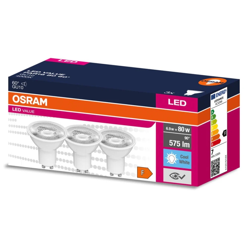 3 darabos LED reflektoros izzó szett PAR16 GU10/6,9W/230V 4000K 60° - Osram