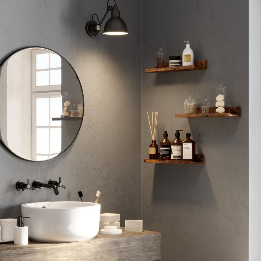 3 darabos SHELFY falipolc készlet 38x5x10 cm barna