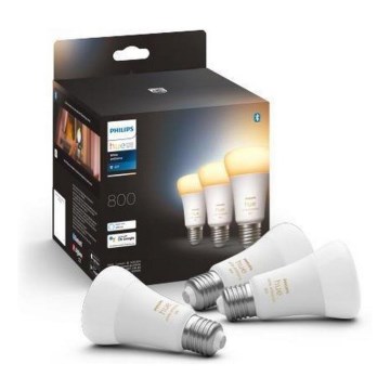 3 darabos szett dimmelhető Philips Hue WHITE AMBIANCE A60 E27 LED izzó 6W/230V 2200-6500K