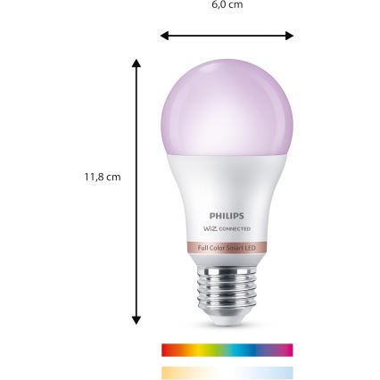 3 darabos szett Philips SMART A60 E27 LED RGB dimmelhető izzó 8,8W/230V 2200-6500K
